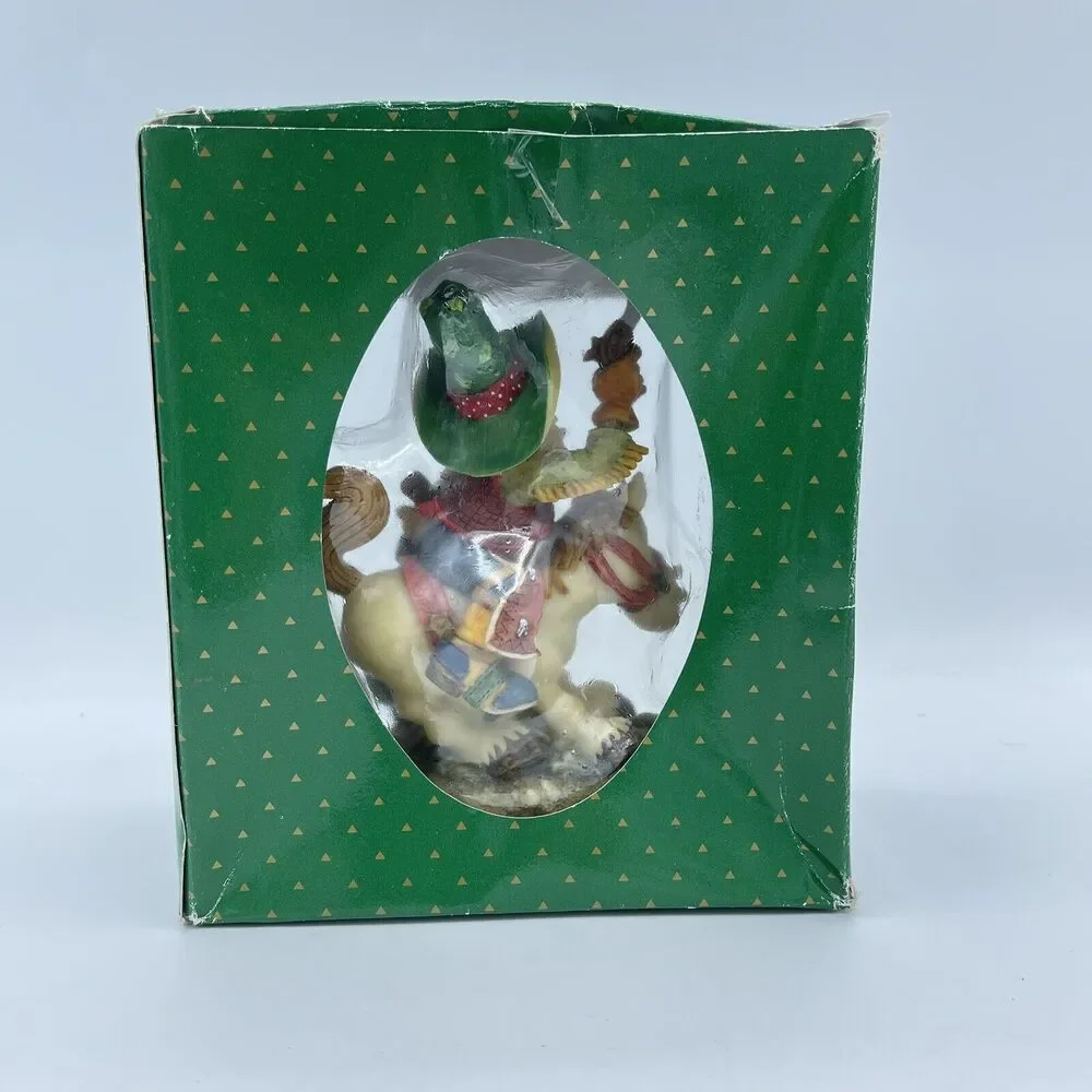 Vintage Santa's Keepsake Christmas Cowboy on a Horse Hand Painted Collectable